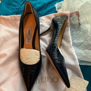 ✨💗Jimmy Choo🐊Croc Navy Kitten Heels‼️✨